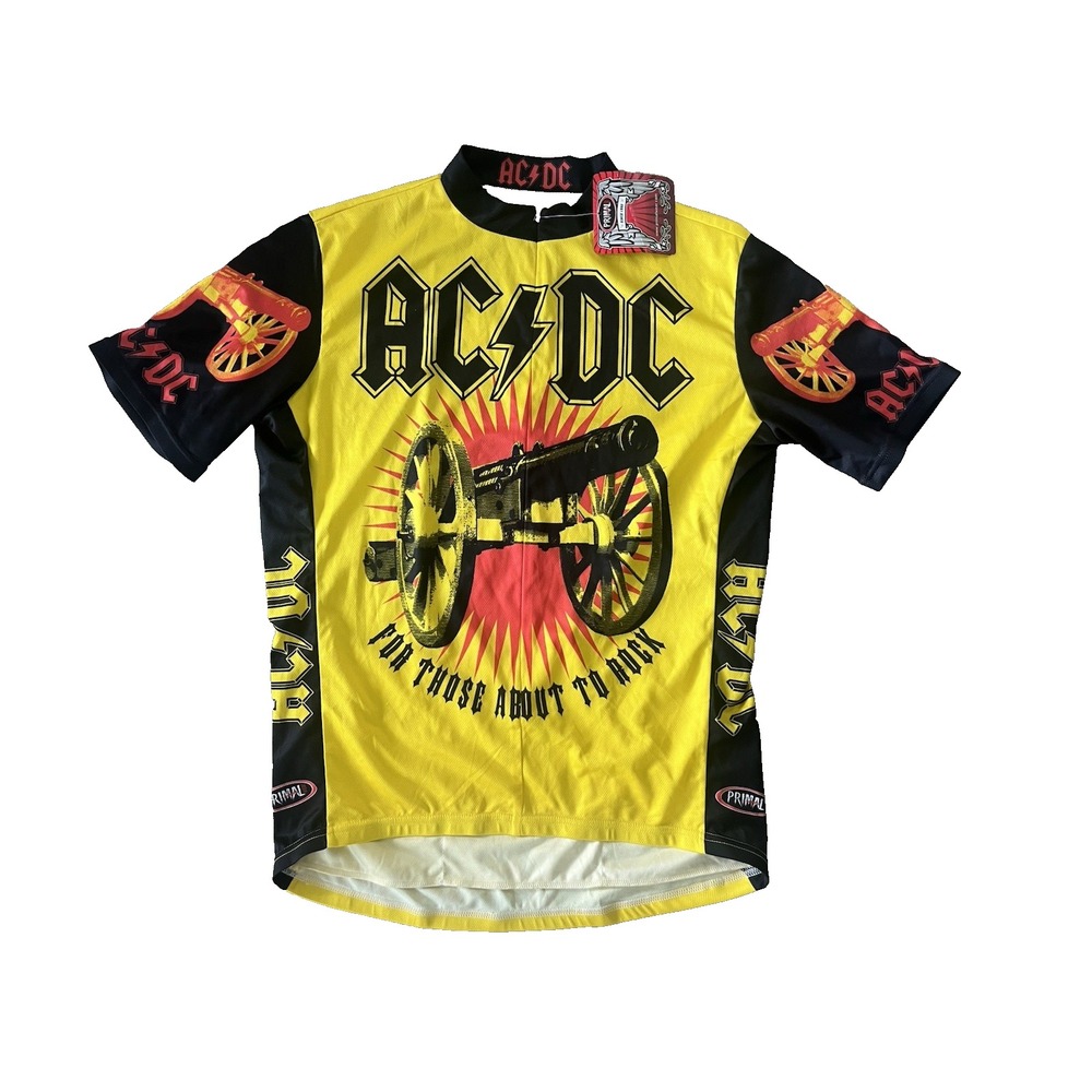 AC/DC  Bike Jersey Primal Those About To Rock Cycling Jersey Yellow Black XL NWT